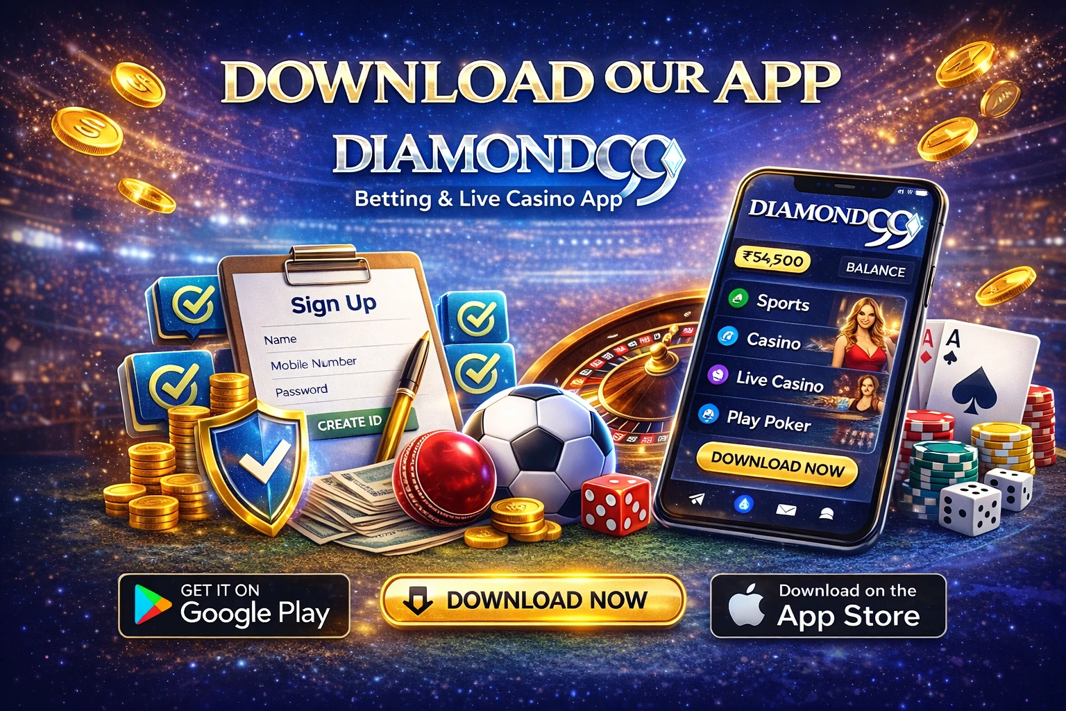 Diamondexch99 app download betting and live casino platform