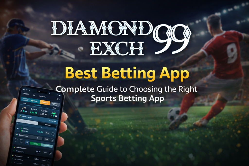 Best Betting App interface with Diamond Exch99 logo for cricket and football sports betting