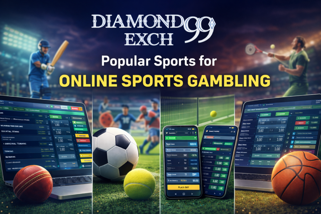 Diamondexch99 sportsbook showing cricket football tennis and basketball betting options