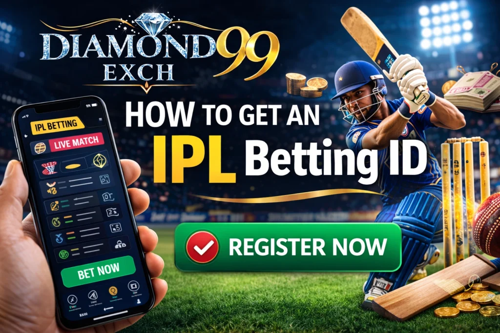 How to get an IPL Betting ID with Diamondexch99 platform showing online cricket betting account access and IPL betting dashboard