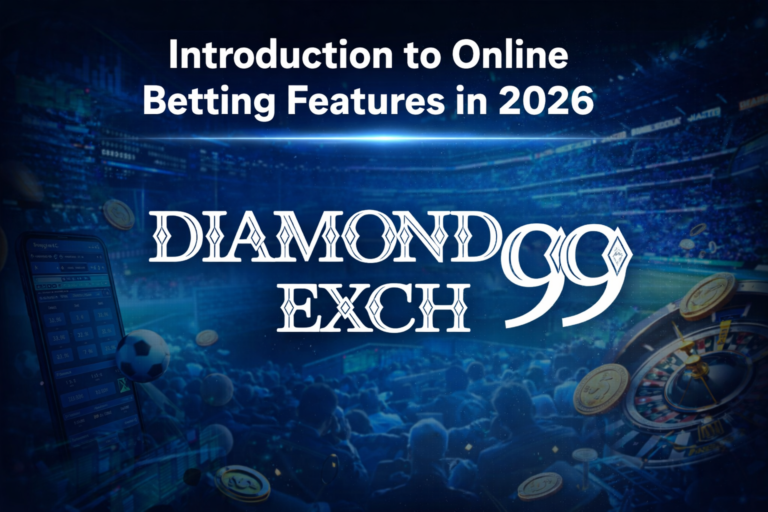 Online Betting Features 2026 with Diamondexch99 logo, live betting, mobile betting, and secure platform illustration
